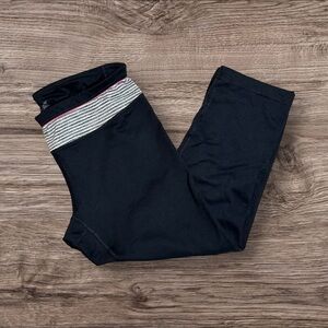 Lukka Black Capri Leggings with Grey, White and Pink Accent Waistband Size Small